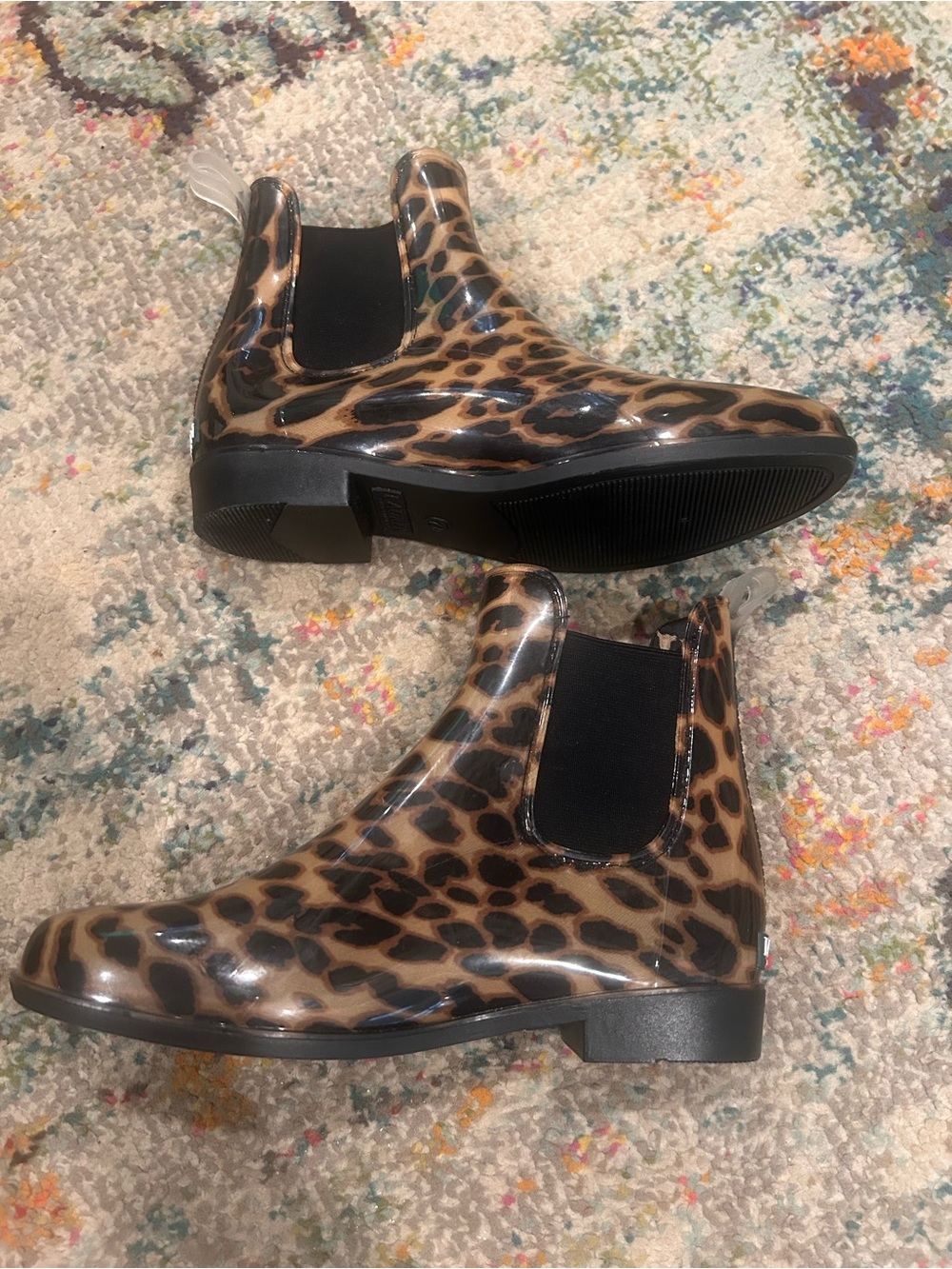 Ralph Lauren Leopard-Print Chelsea Rain Boots - Brown/Black